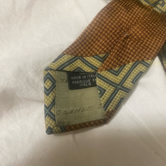 Giorgio Armani Cravatte 100% silk tie Made in Italy Brown/Grey Vntg.  EUC - Picture 4 of 8